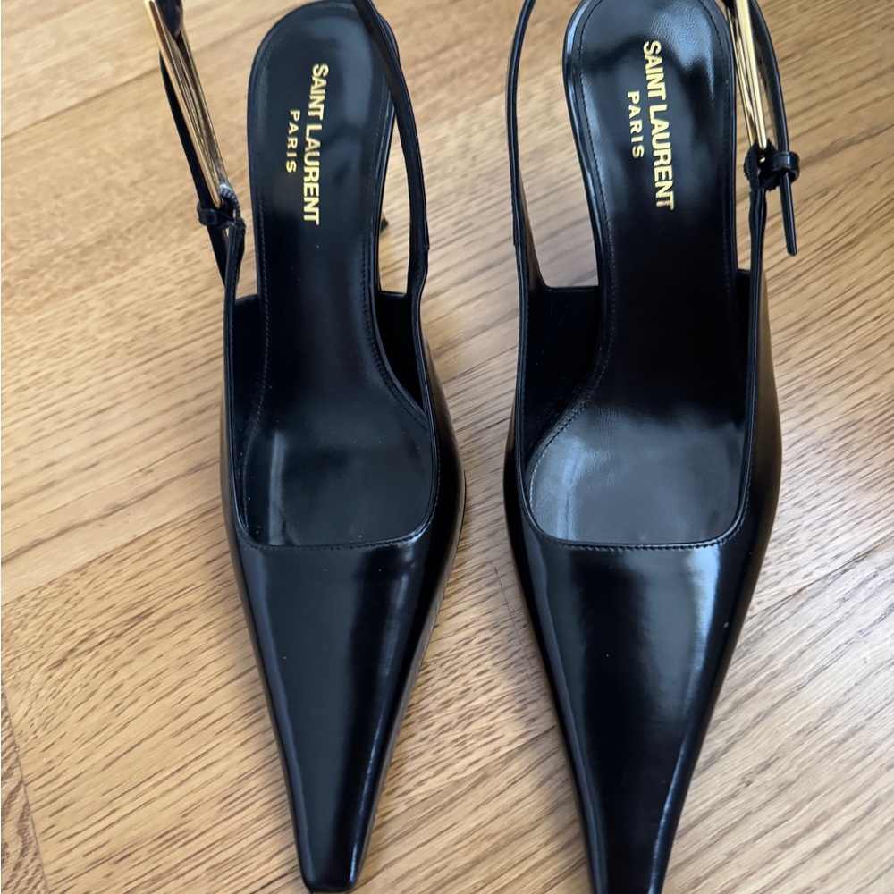 Saint Laurent Black Lee Slingback 38